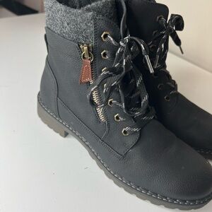Parker Felt Collar Hiker Boots - Black